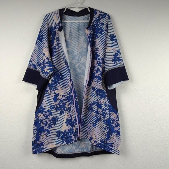 Sweaty Betty Biking Jersey Women's Size XL Blue Floral Cycling Short Sleeve - Picture 4 of 9